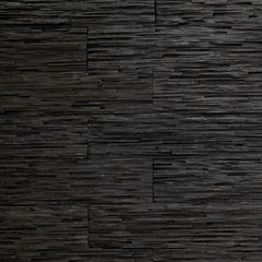 LINEAR SLIMWOOD BROKEN Split Face Matt Black Wood Panel - 15 x 60cm