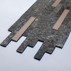 TOKYO EMERALD Split Face Big Lock Peel &amp; Stick Veggfliser med metall - 15 x 31,2 cm