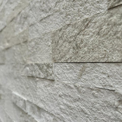 WHITE Split Face Quartzite Natural Stone Peel & Stick Wall Tile - 15 x 60cm