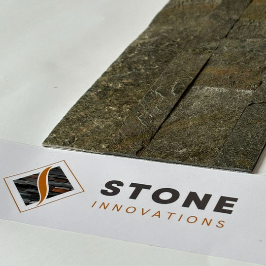 TOKYO EMERALD Split Face Quartzite Natural Stone Peel & Stick Wall Panel - 15 x 60cm