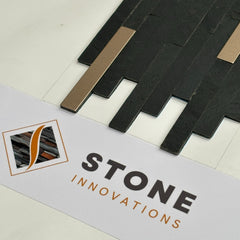 HONG KONG METAL NERO Split Face Big Lock Gold Peel & Stick Wall Tile With Metal - 15 x 31.2cm