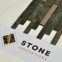 TOKYO EMERALD Split Face Big Lock Peel &amp; Stick Veggfliser med metall - 15 x 31,2 cm