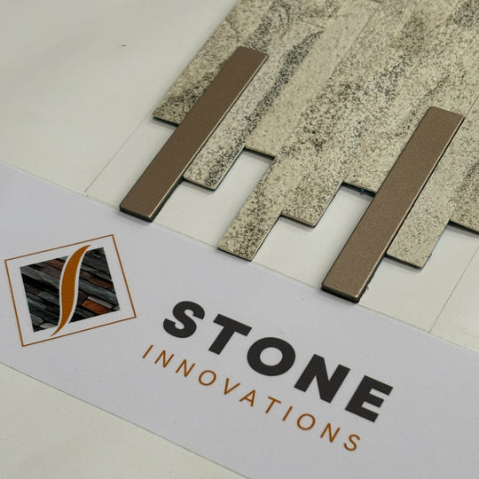 SATVARIO WHITE Split Face Big Lock Peel & Stick Wall Tile with Metal - 15 x 31.2cm