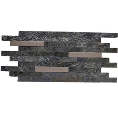 TOKYO EMERALD Split Face Big Lock Peel &amp; Stick Veggfliser med metall - 15 x 31,2 cm